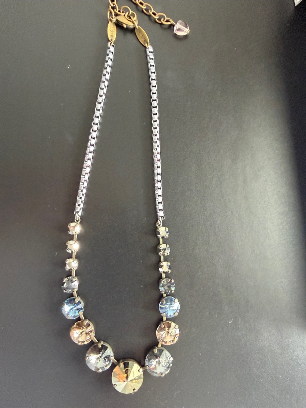 Sabika Champagne and Light Blue Crystal Necklace